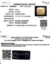 8.48/CT Natural Yellow Sapphire With Govt Lab Certificate (6771)